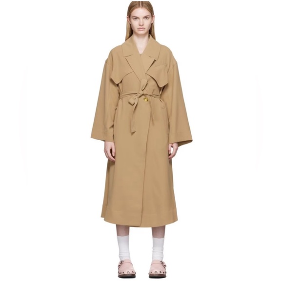 Ganni Jackets & Blazers - Ganni Beige Twill Trench Coat. Size M/L
